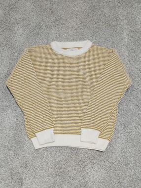 Fin & Vince Yellow & White Knit Crew Sweater